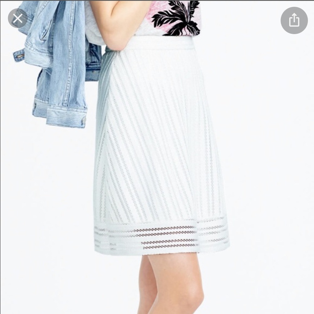 Jcrew white perforated A-line skirt